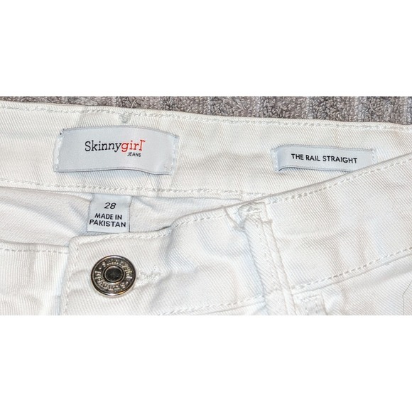 Skinnygirl White Denim Jeans The‎ Rail Straight Leg Women's Size 28 - Picture 4 of 5